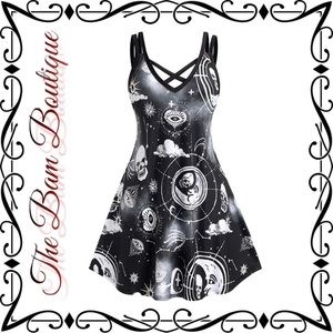 Plus Size Crisscross Gothic Skull Dress💀